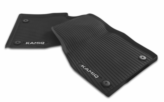 All-weather foot mats – grey lettering, front