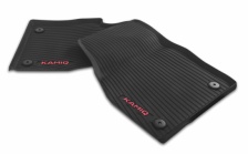 All-weather foot mats – red lettering, front