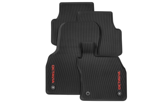 All-weather foot mats – red lettering