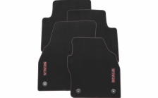 Textile foot mats Prestige - red lettering and stitching