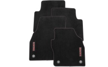 Textile foot mats Prestige - red lettering and stitching